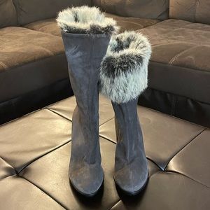 Aquaitalia suede boots with rabbit fur details